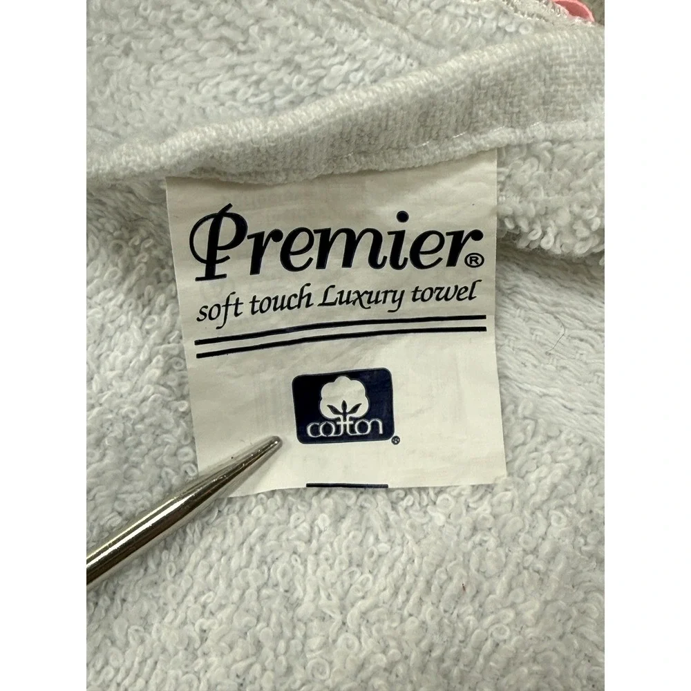 Vintage Premier White Hand Towel Needlepoint Heart Coquette Lace Ribbon